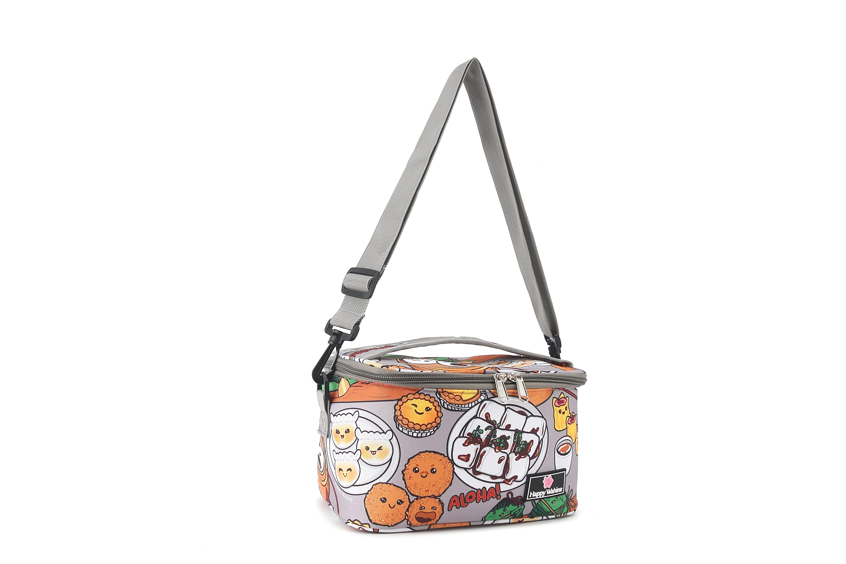 Small Insulated Cooler Tote Bag for Picnics, Beach & Lunch - Stylish Grey Dim Sum Design | Perfect for Outdoor Activities, Groceries & Food Storage