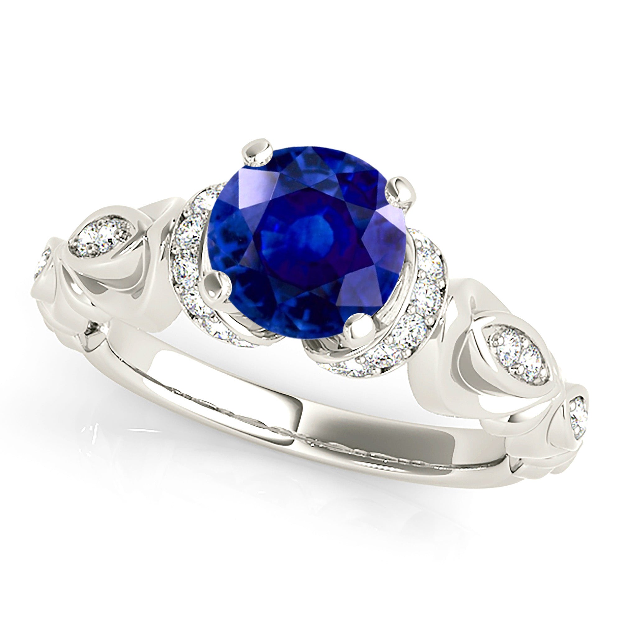 1.80 Carat Genuine Blue Sapphire Vintage Ring - Elegant Antique Style Jewelry for Women, Perfect for Weddings, Anniversaries & Special Occasions