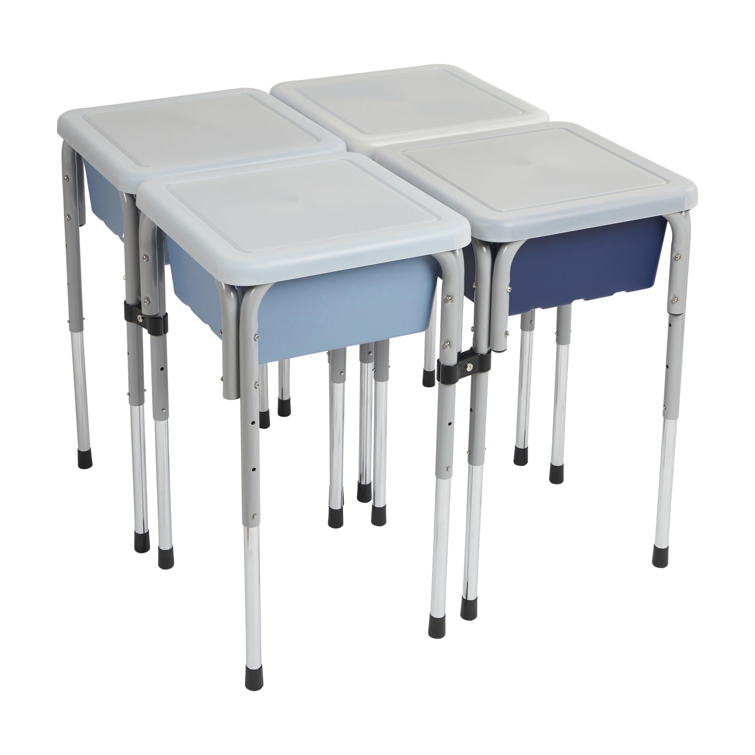 ECR4Kids Adjustable 4-Station Sand and Water Play Table with Sensory Bins - Navy & Powder Blue for Toddlers - Outdoor & Indoor Sensory Play Activity Center for Kids