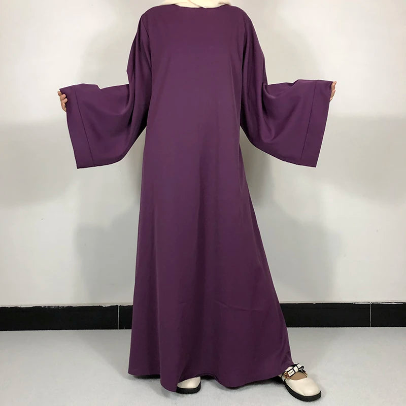 Basic Plain Nida Abaya with Free Belt - Modest Muslim Dress for Women - Perfect for Prayer, Eid, and Special Occasions