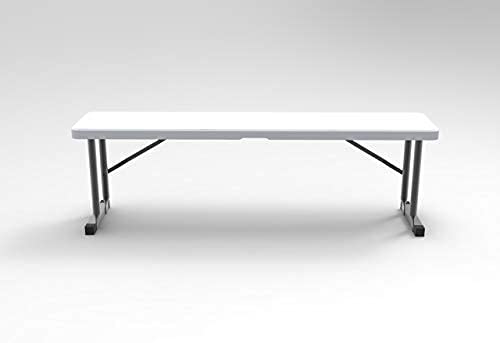 3 Foot Plastic Folding Bench - Lightweight & Portable White Resin with Sturdy Steel Frame, Perfect for Indoor & Outdoor Entertaining, Seats 3-4 People, 9