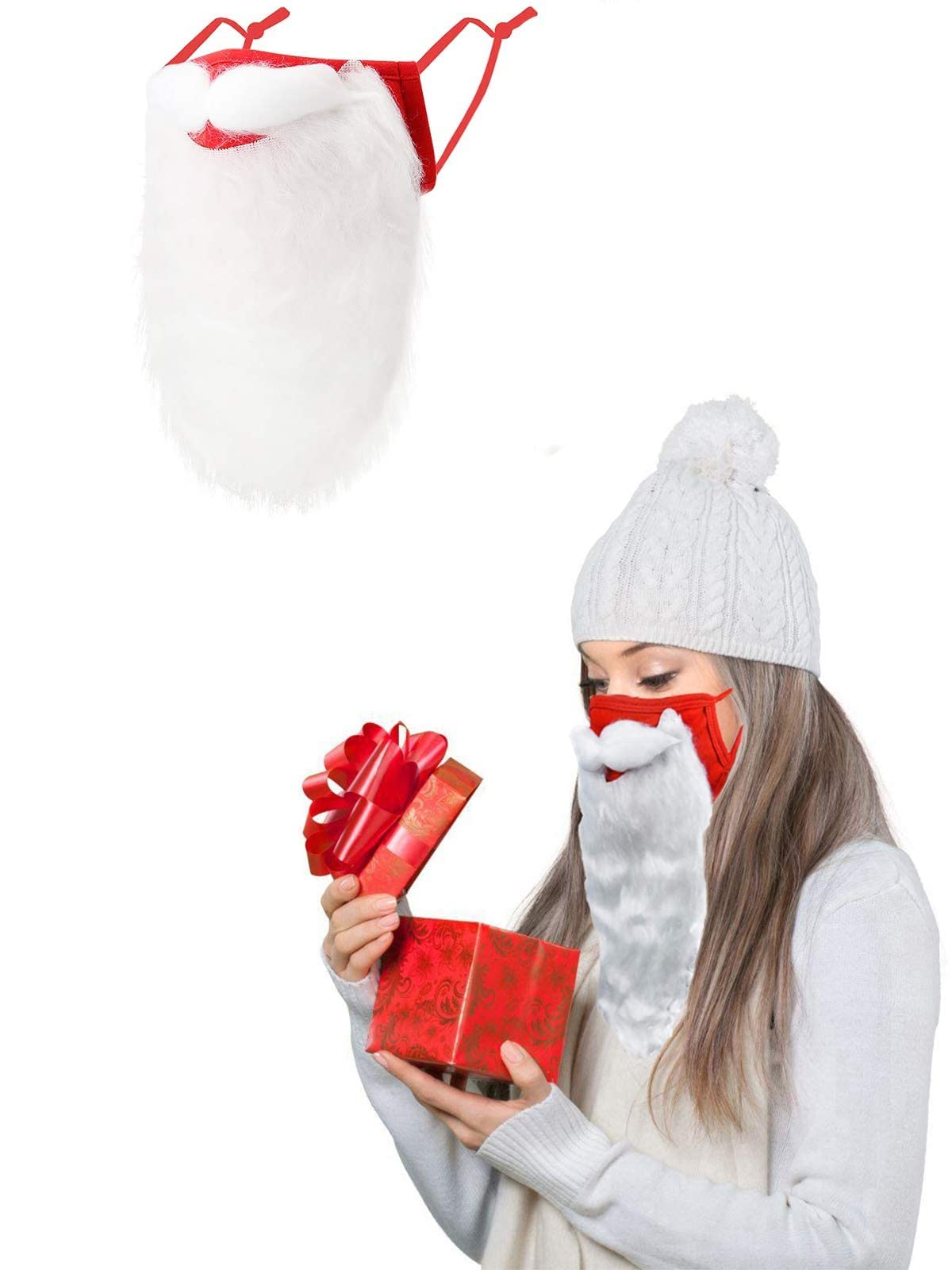 Funny Santa Beard Face Mask with Adjustable Ear Loops - Reusable & Breathable Christmas Face Cover for Adults - Perfect for Holiday Parties, Cosplay & Festive Gatherings