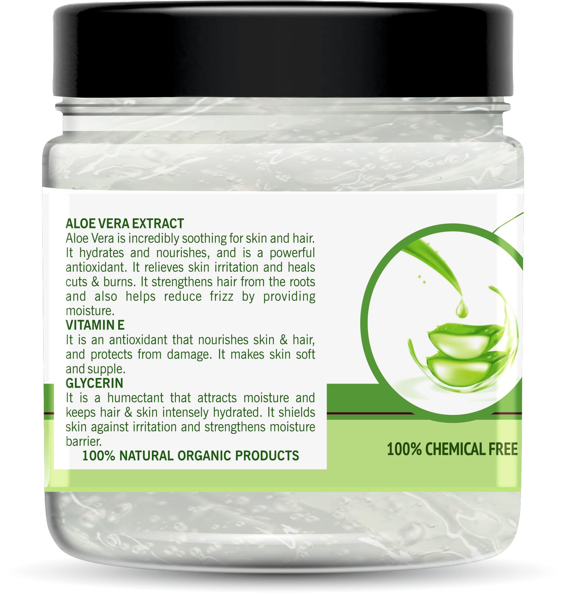 Organic 100% Pure Aloe Vera Gel for Face & Body - Natural Skin & Hair Care with Vitamin E - 400g - Hydrates, Soothes Sunburn & Promotes Healthy Hair Growth