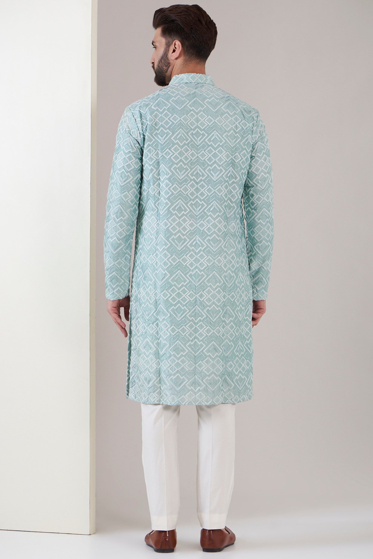 Elegant Mint Blue Chikankari Kurta for Women - Traditional Indian Embroidered Tunic Top - Perfect for Festivals, Weddings & Casual Wear