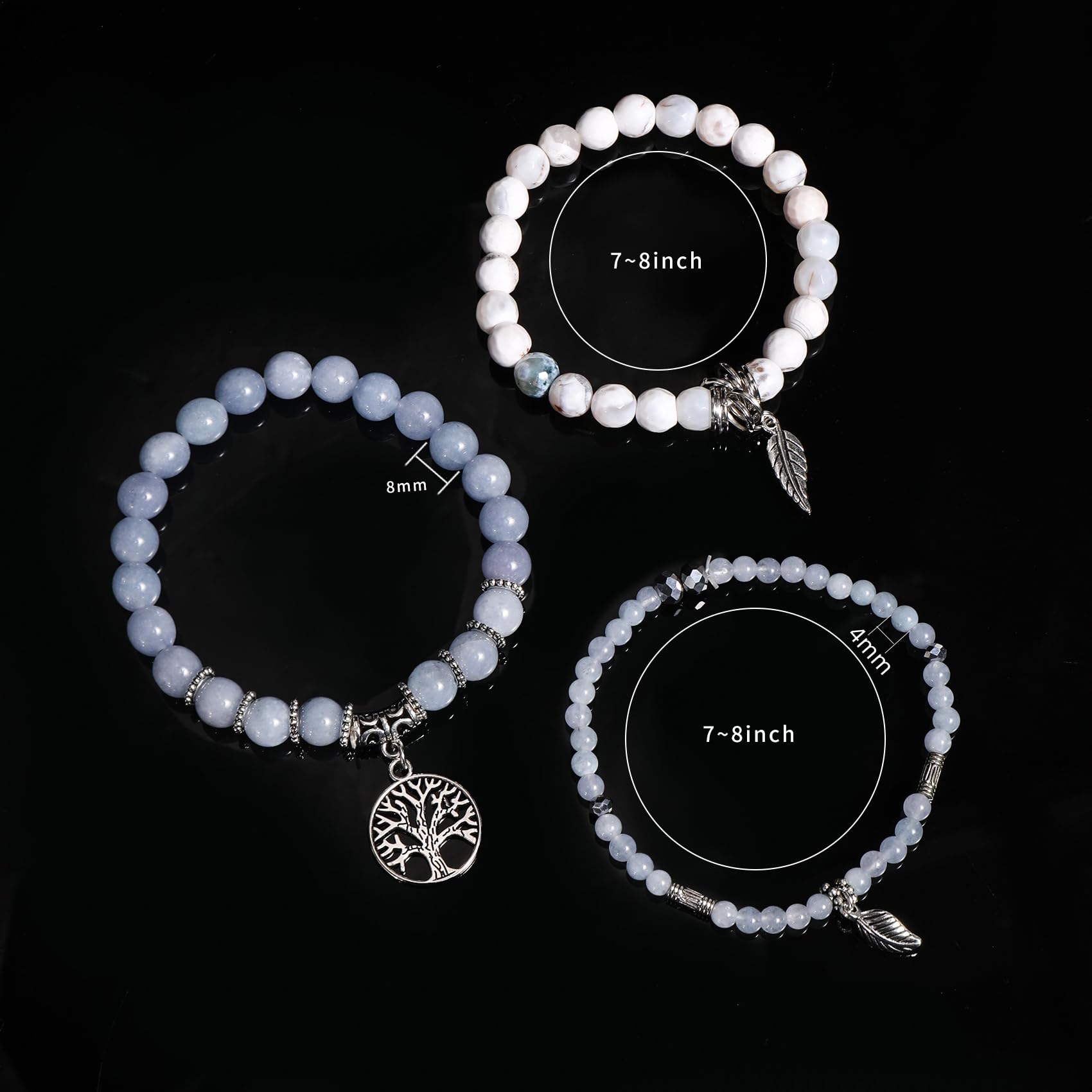 Healing Stone Crystal Beaded Bracelets for Women - Tree of Life Yoga Stretch Bracelet Set, Spiritual Jewelry Birthday Gifts for Her | Meditation, Yoga & Positive Energy Accessories