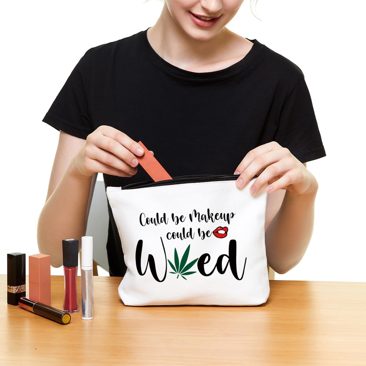 Fokongna Funny Makeup Bag - Weed Design Cosmetic Organizer for Women, Best Friend Gag Gift, Sister Travel Toiletry Case for Birthday & Christmas, Perfect for Daily Use & Travel Accessories