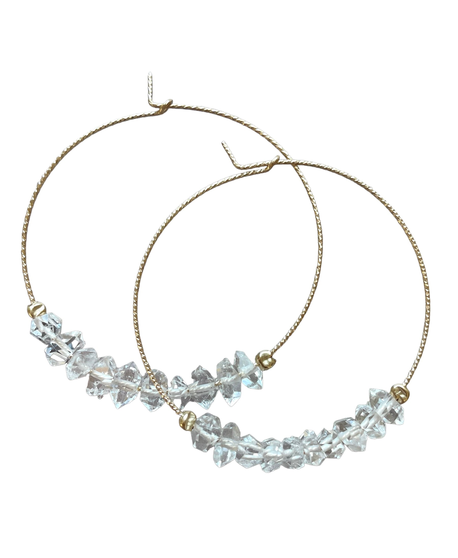 Stylish Thin Herkimer Diamond Hoops Earrings for Women - 14K Gold Plated Minimalist Dainty Studs - Perfect for Everyday Wear, Office & Special Occasions