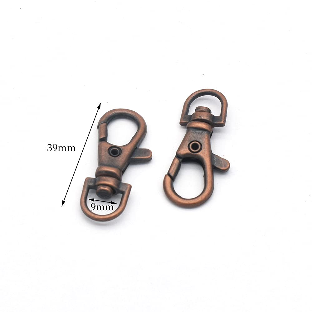 9mm Copper Swivel Clasp Lobster Claw Hook - 10PCS for Keys, Lanyards & DIY Crafts