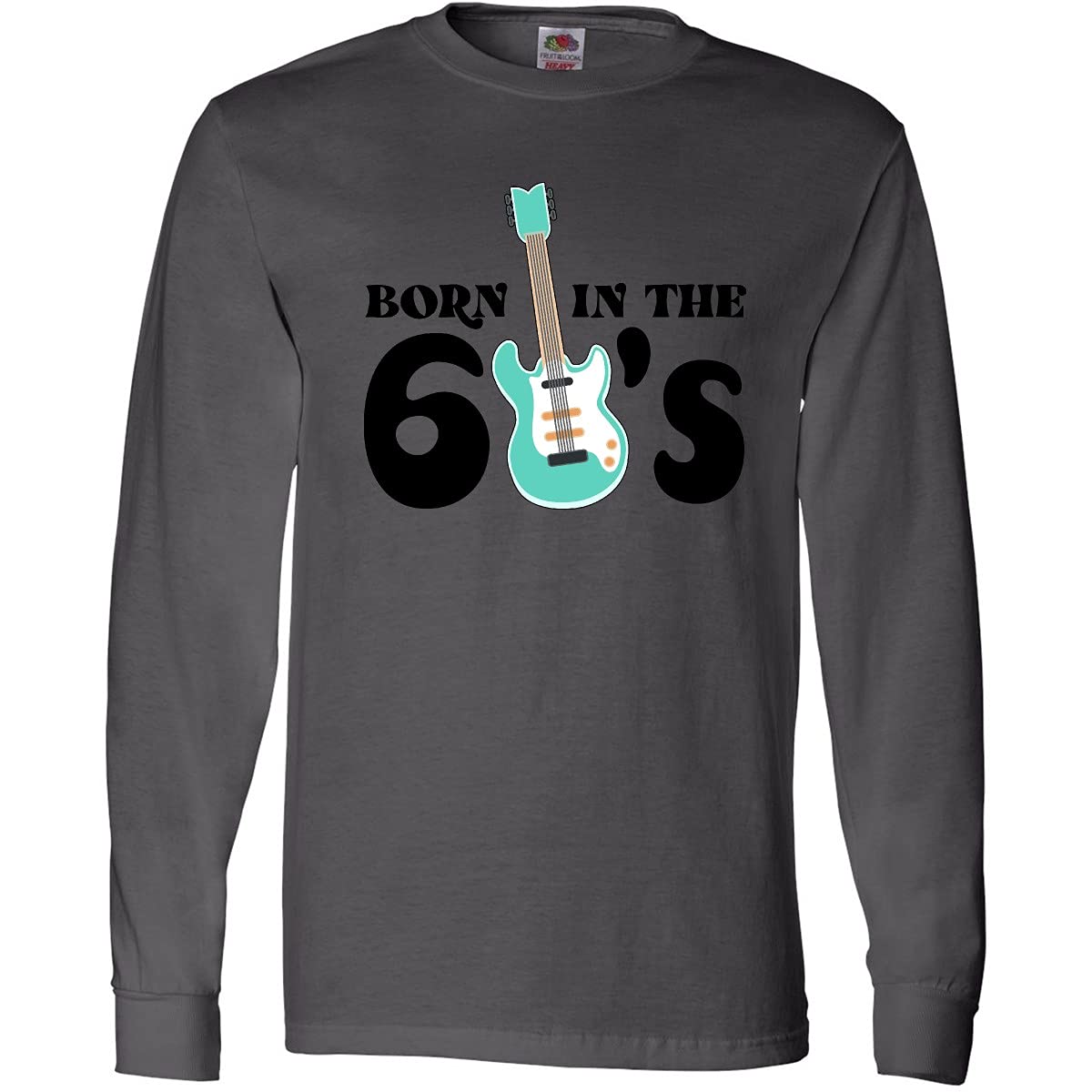 Vintage 1960s Electric Guitar Graphic Long Sleeve T-Shirt - Retro Music Lover Tee for Concerts & Casual Wear