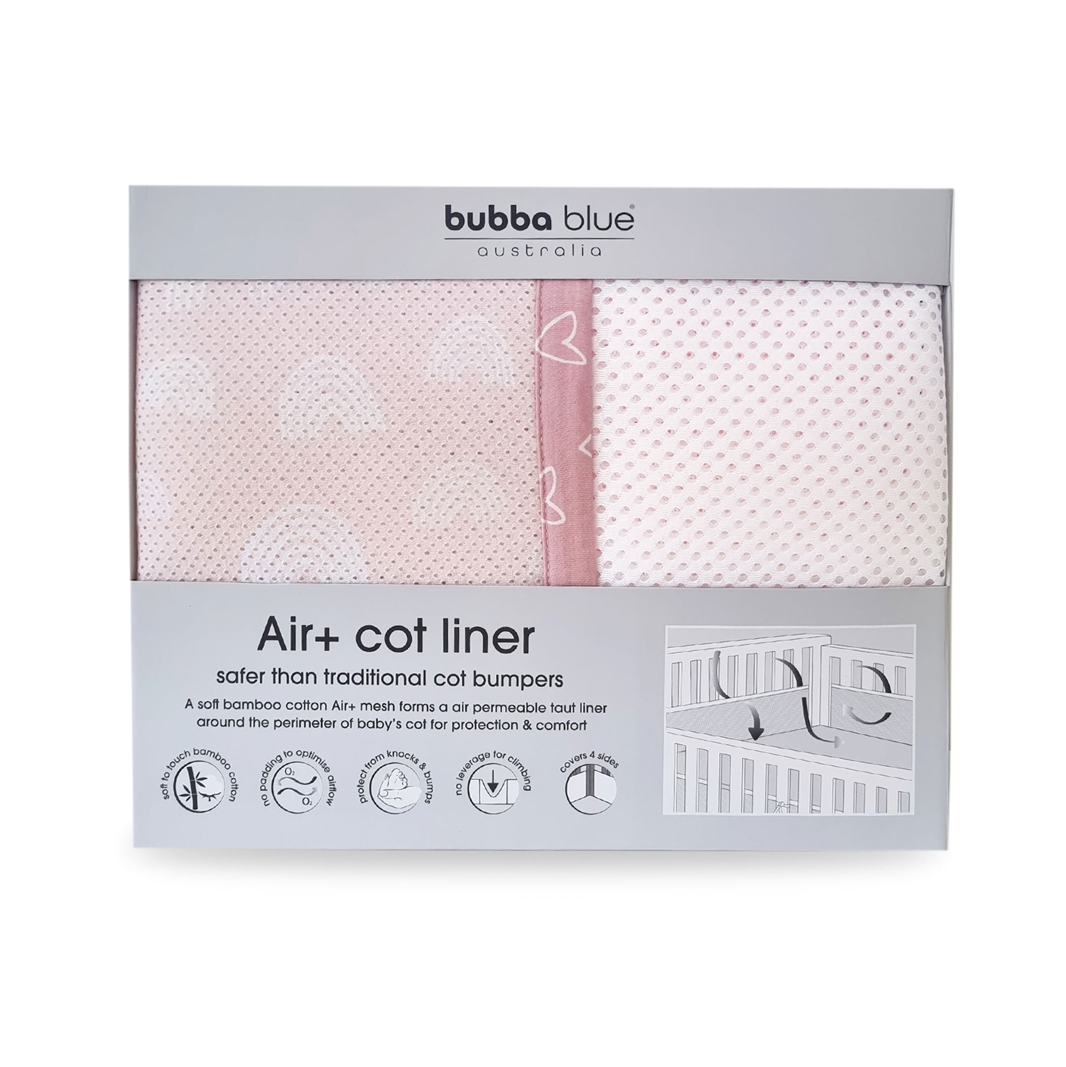 Nordic Breathe Easy® Air+ Cot Liner - Dusty Berry & Rose | Premium Baby Crib Mattress Protector | Hypoallergenic & Breathable | Perfect for Nursery, Daycare & Travel