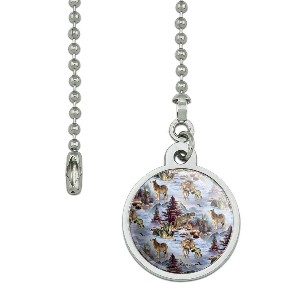 Wolf Pack Baby Wolves Snow Mountains Pattern Ceiling Fan Pull Chain - Decorative Ceiling Fan Light Pull Chain for Nursery, Cabin & Outdoor Decor