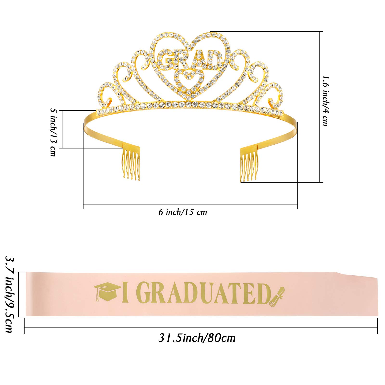 Chuangdi 2024 Graduation Satin Sash & Rhinestone Tiara Crown Set - Elegant Party Decorations for Graduation Ceremony, Prom, Birthday Celebrations and Special Events