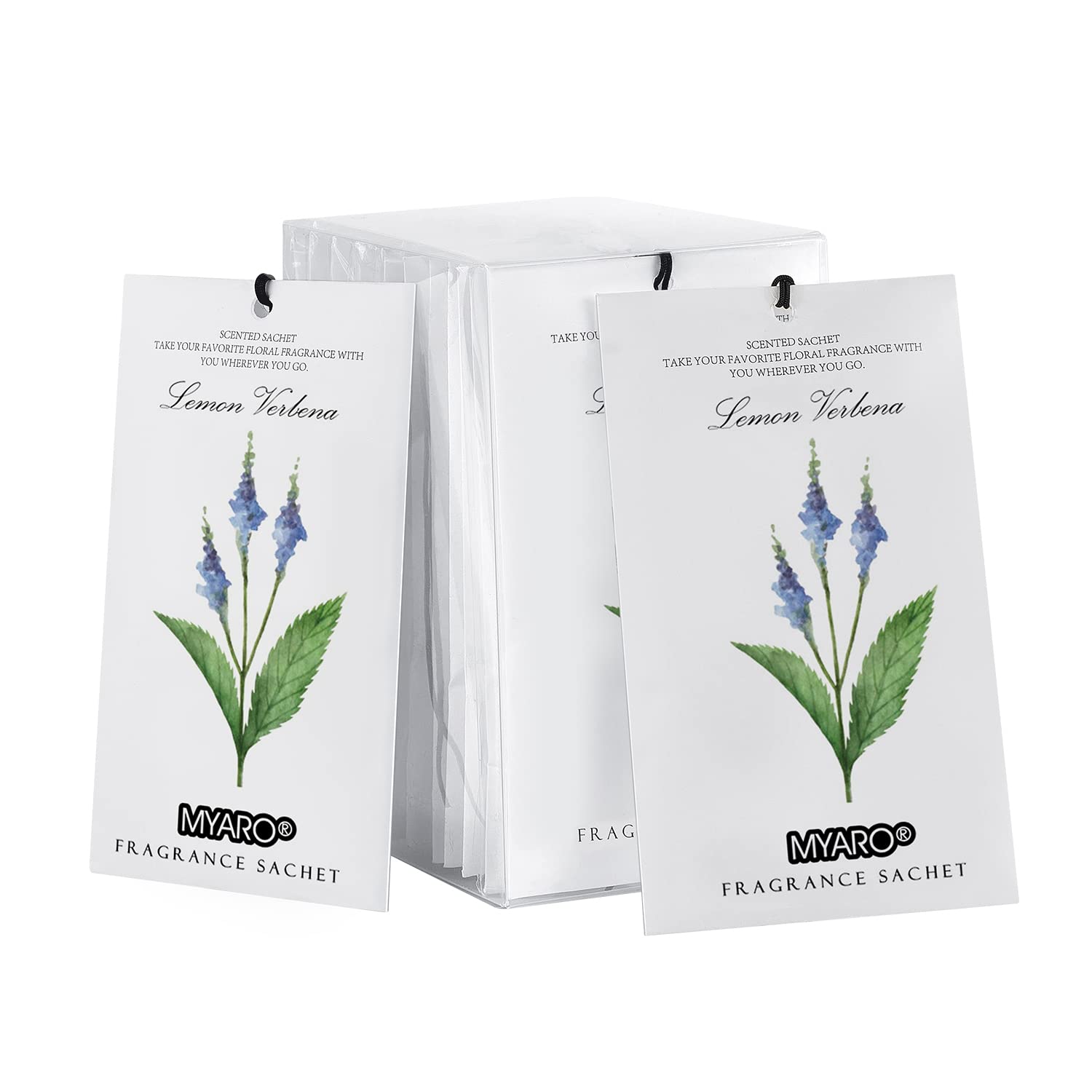 MYARO 12 Pack Lemon Verbena Scented Sachets - Long Lasting Drawer & Closet Freshener, Natural Home Fragrance Potpourri Bags - Perfect for Wardrobes, Dressers, Luggage & Gift Giving