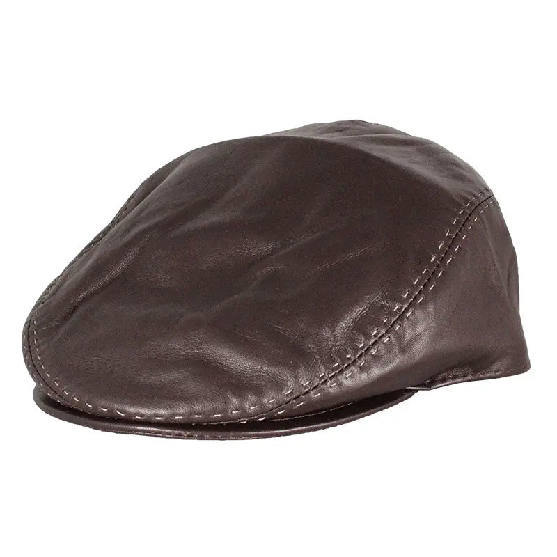 BOL Stitch Accent Leather London Flat Cap for Men - Vintage Newsboy Ivy Hat - Casual & Formal Wear for Outdoor, Travel, and Daily Use