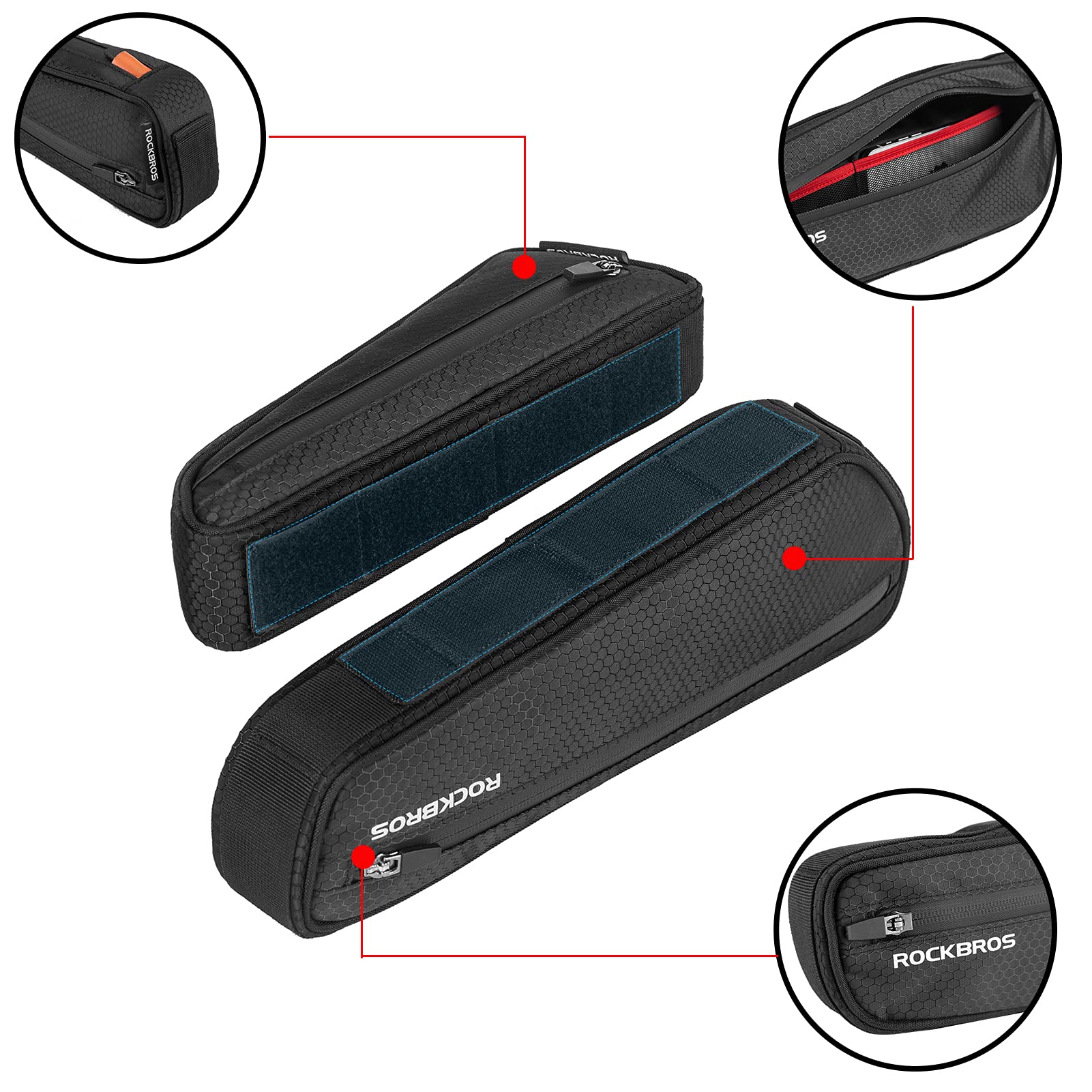 ROCKBROS Waterproof Bike Frame Bag - Triangle Saddle Bag for MTB & Road Bikes - Durable Cycling Accessories for Commuting, Mountain & Road Biking
