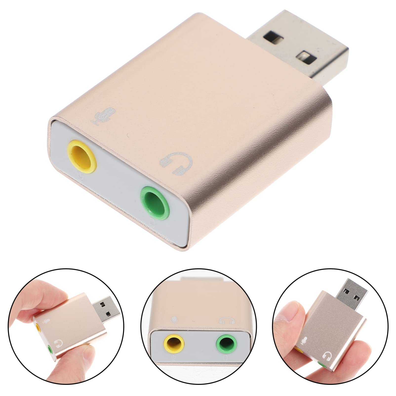 MILISTEN USB 7.1 Audio Adapter with Headset & Microphone Jack - Universal USB Sound Card for PC, Laptop, Gaming - Virtual Surround Sound for Streaming, Online Meetings & Music Production