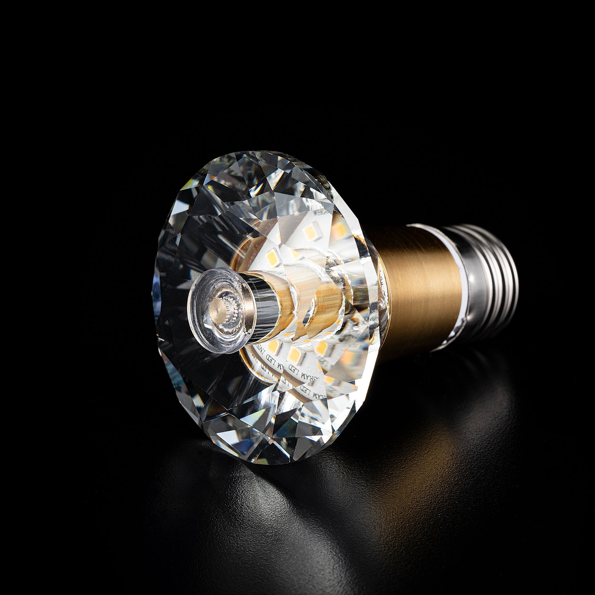 Round Diamond Crystal LED Light Bulb - Small Size, Energy Efficient, Warm White Light - Perfect for Bedroom Lamps, Chandeliers & Home Decor Lighting