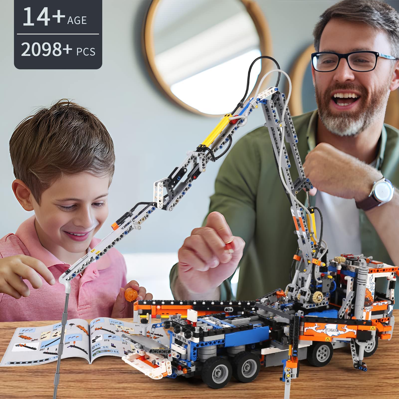 Mould King 2098Pcs Concrete Pump Truck Building Set - STEM Construction Toy for Kids Ages 8-12, Educational Engineering Model Kit for Boys & Girls | Perfect for Birthday Gifts & Creative Playtime