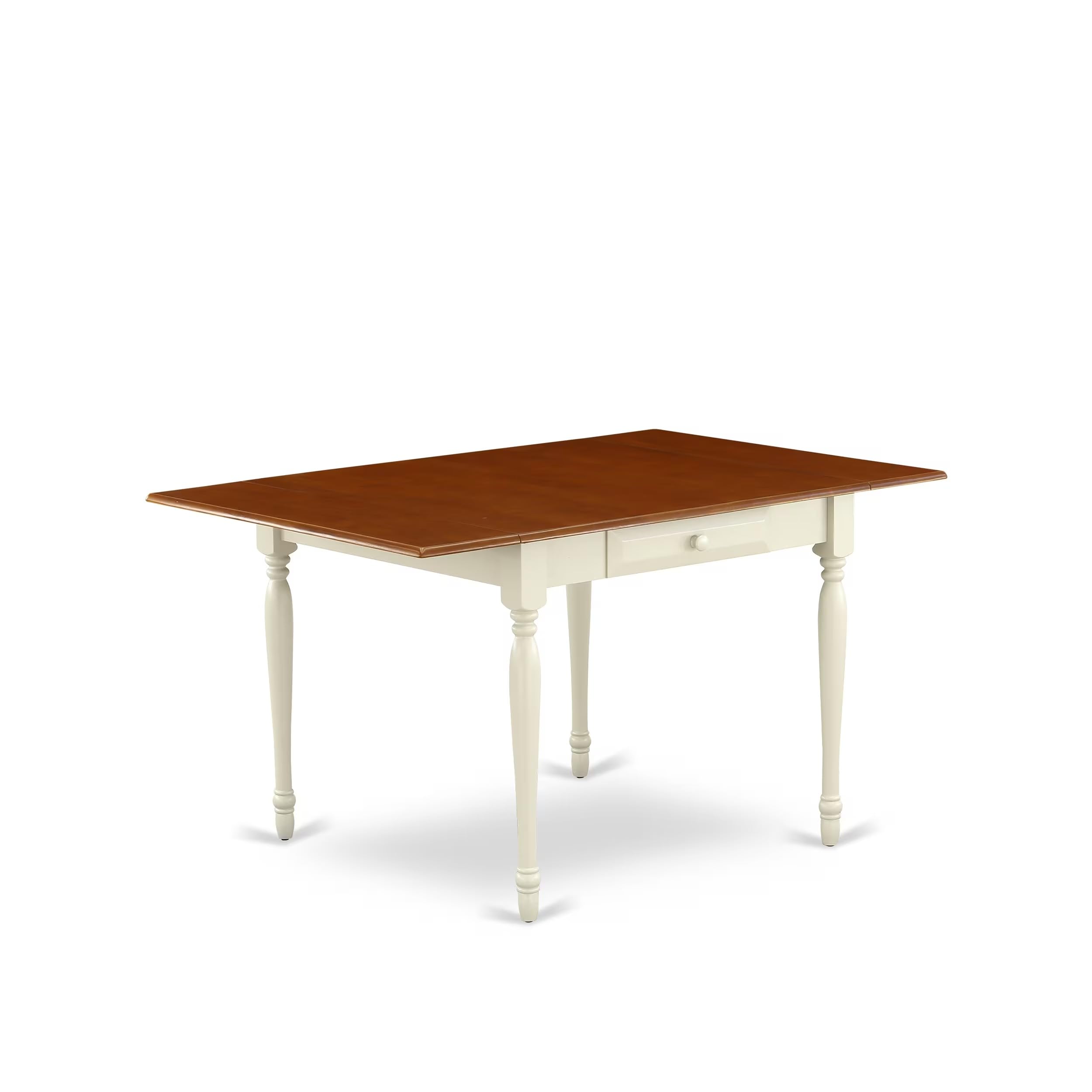 East West Furniture MZPL3-WHI-W 3-Piece Dining Set - 36x54 Inch Rectangle Drop Leaf Kitchen Table with 2 Chairs in Buttermilk & Cherry - Perfect for Small Spaces, Breakfast Nooks & Cozy Apartments