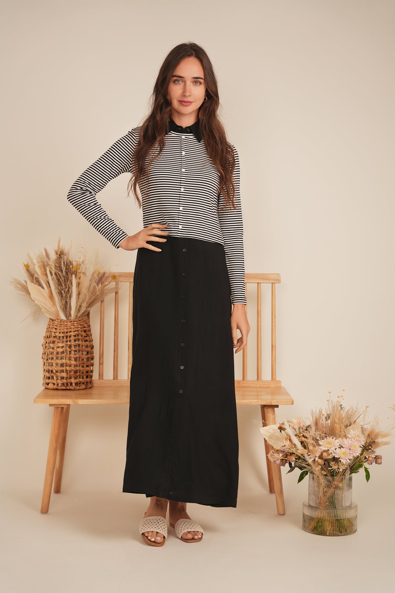 Cropped Striped Cardigan Tee - Women's Casual Long Sleeve Knit Top for Fall & Winter | Perfect for Layering, Office Wear & Coffee Dates