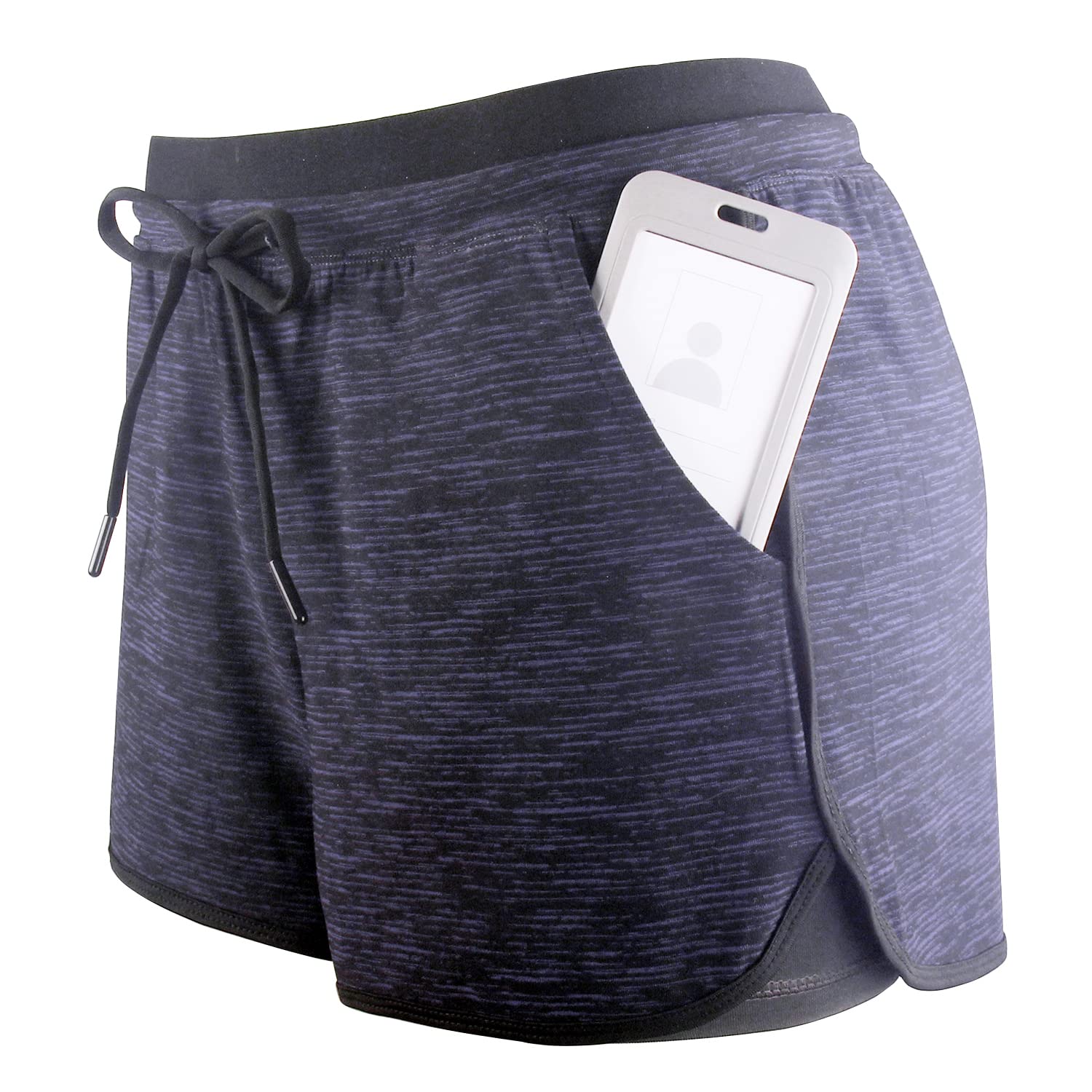 RIBOOM Women's 2-in-1 Running Shorts with Pockets - High Waist Yoga Workout Athletic Shorts for Gym, Jogging & Outdoor Sports