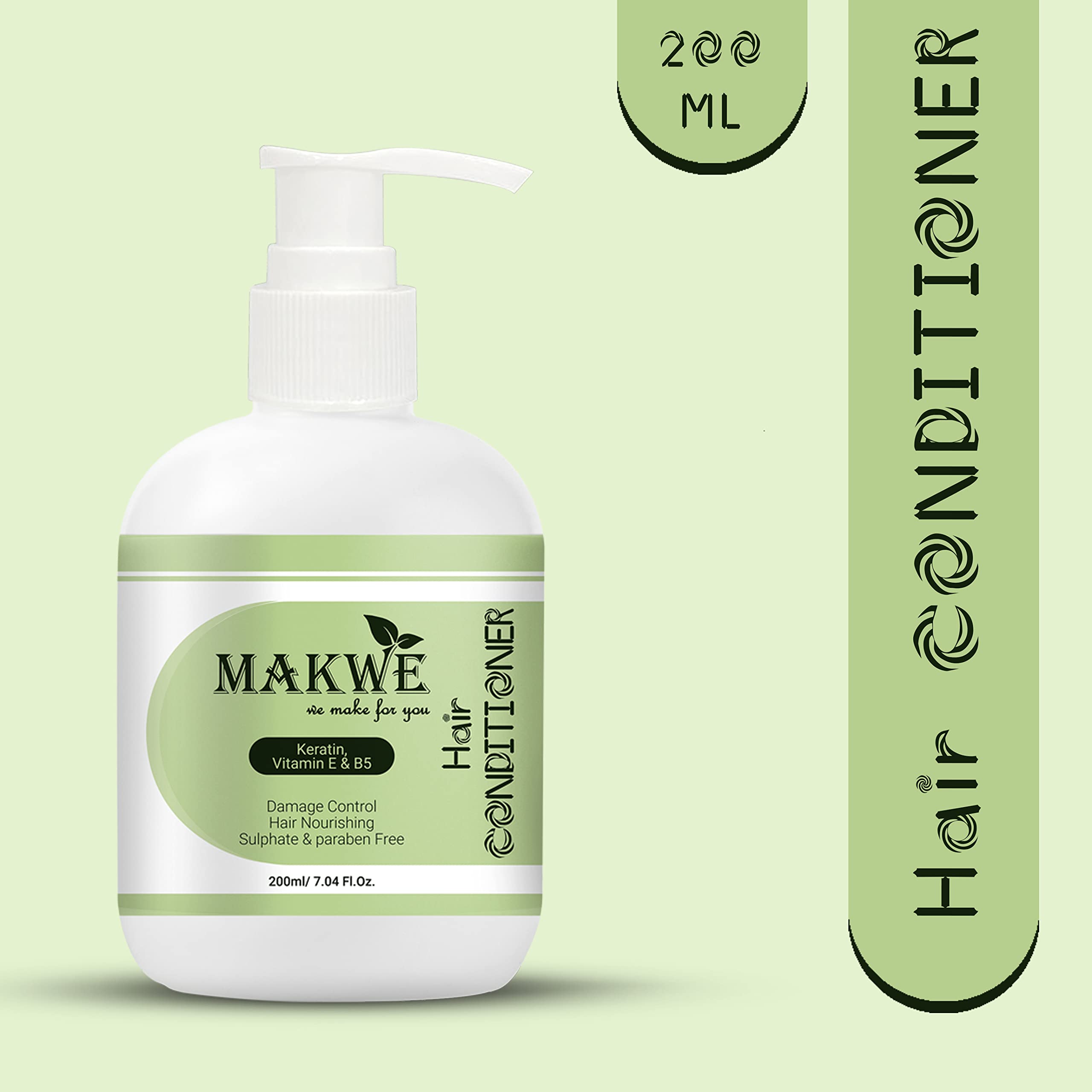 MAKWE Premium Keratin Hair Conditioner with Vitamin E & B5 - Sulfate & Paraben Free (200ml) - Deep Hydration for Dry, Damaged Hair - Salon Quality Treatment at Home