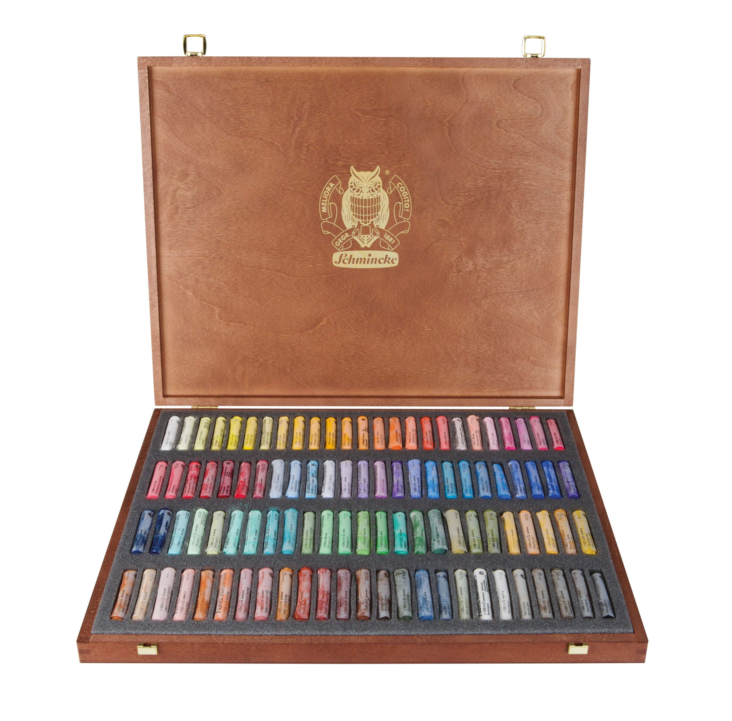Schmincke 100-Color Pastel Pencil Set in Wooden Box | Handmade Velvet Matte Pastels with Brilliant Lightfast Colors | Ideal for Professional Artists & Sketching