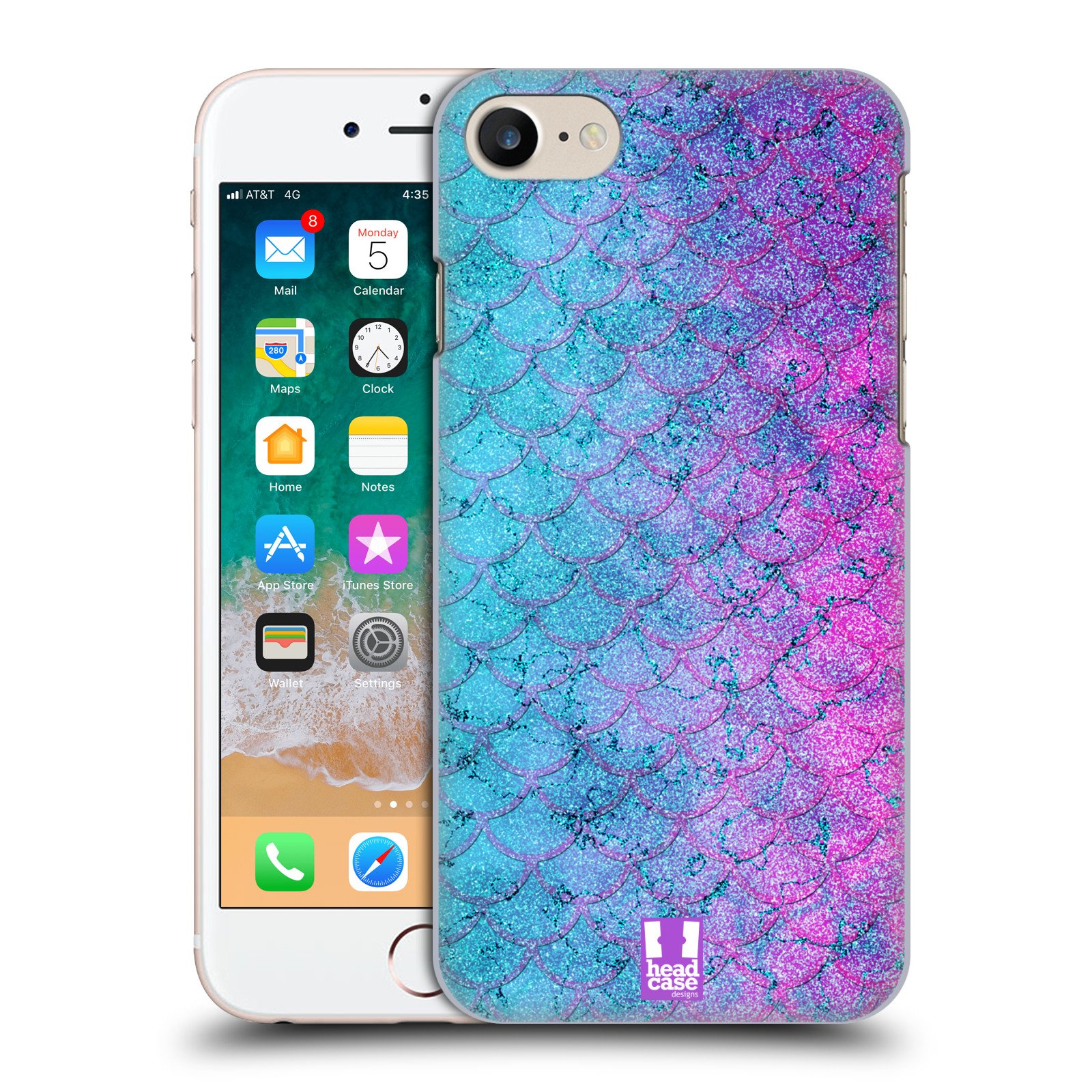 Bubblegum Mermaid Scales Hard Back Phone Case Compatible with Apple iPhone 7/8/SE (2020 & 2022) - Trendy Protective Cover for Everyday Use, Work & Travel