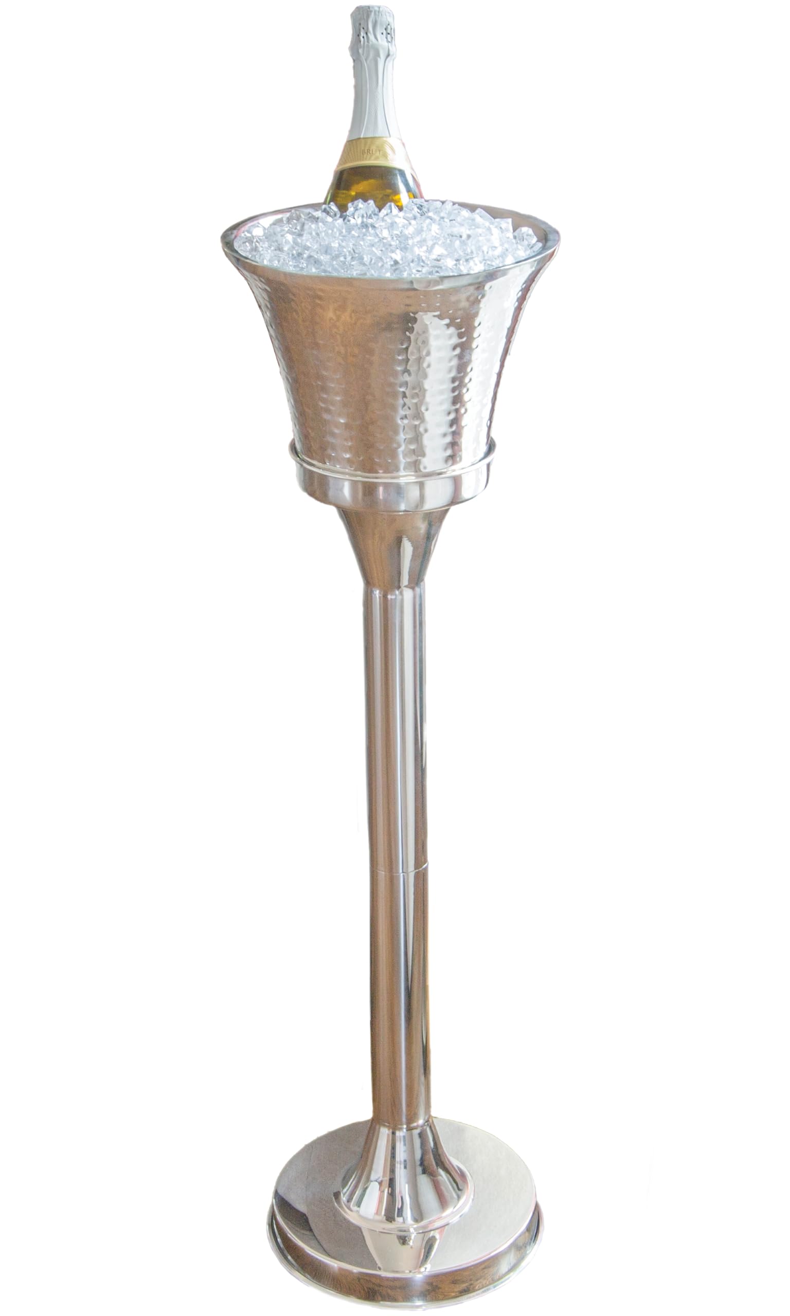 Premium Stainless Steel Drink Stand & Wine Ice Bucket - Double Walled Champagne Cooler with Adjustable Height, Elegant Polished Finish for Parties, Weddings & Home Bar Use