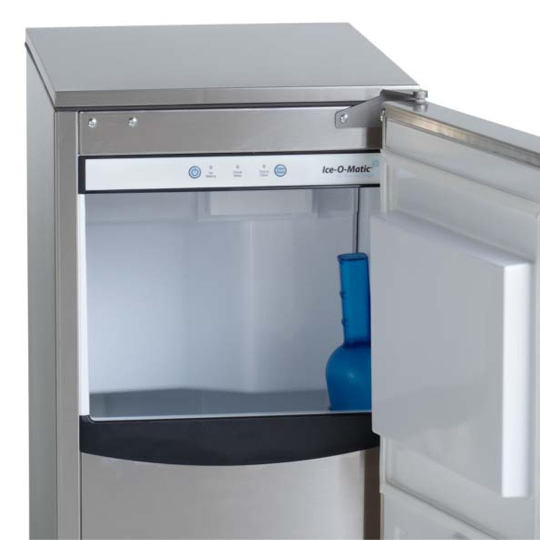 Ice-O-Matic GEMU090 Pearl Self-Contained Ice Maker - 90 lb Daily Output, Air-Cooled Condenser, Pure Ice Technology, 115V Plug-In, Quiet Stainless Steel Design - Perfect for Restaurants, Bars, and Home Use