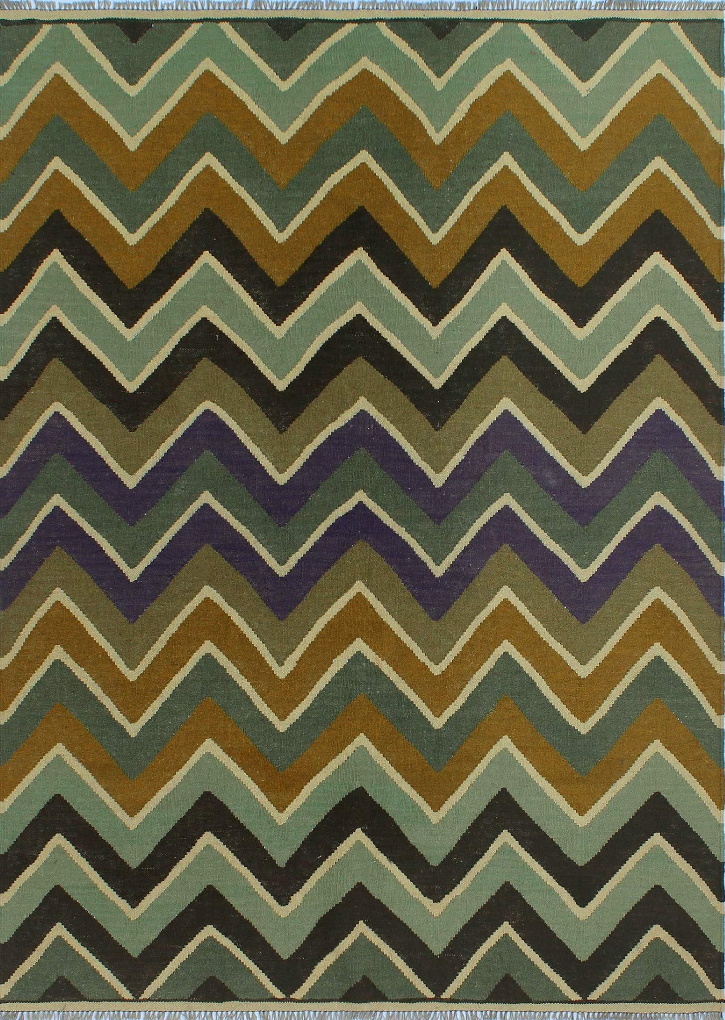 Noori Rug Winchester Kilim Elida Handmade Wool Area Rug - Green Vintage Bohemian Design for Living Room, Bedroom & Home Decor
