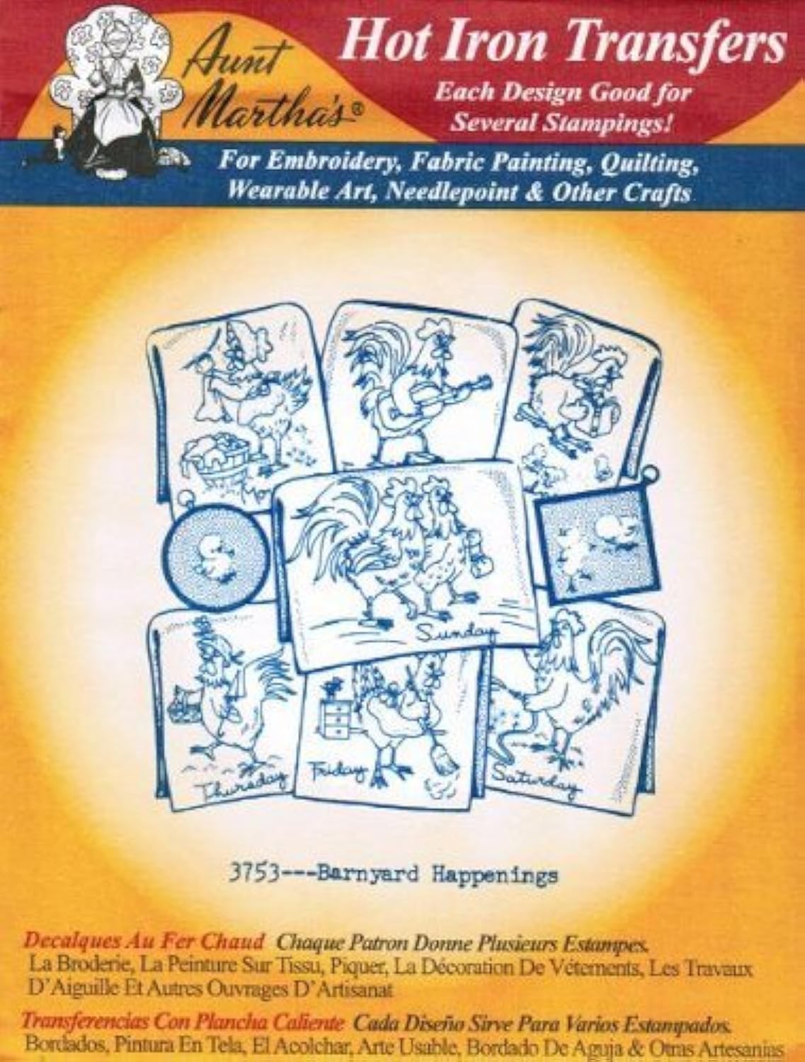 Aunt Martha's Barnyard Happenings Hot Iron Embroidery Transfer Patterns - Farm Animal Designs for DIY Home Decor, Quilting & Craft Projects