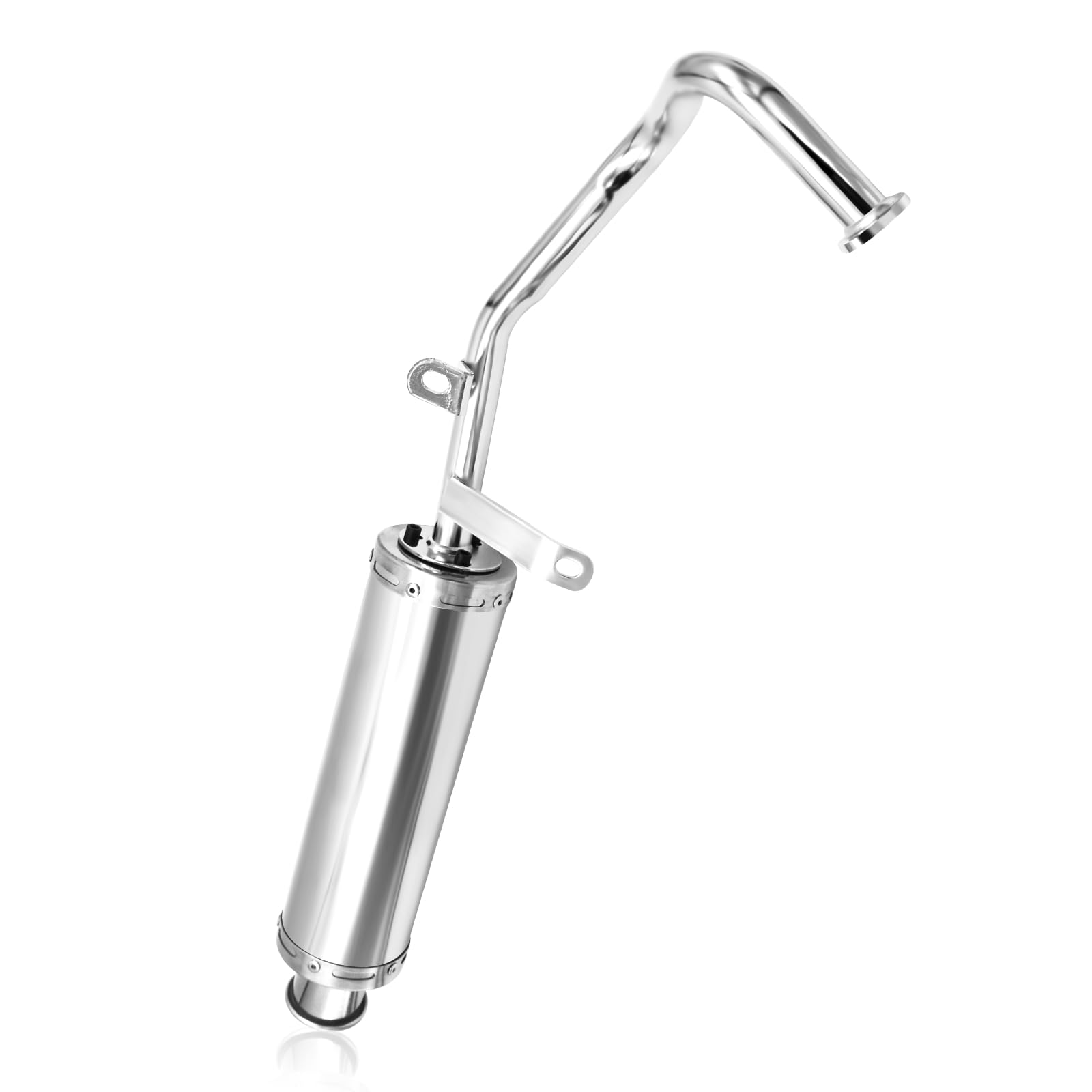 Stainless Steel Motorcycle Exhaust Muffler Pipe for GY6 4-Stroke 50cc 80cc 100cc Scooters - Compatible with QMB139, 139QMB & 1P39QMB Chinese Mopeds - Durable Performance Upgrade for Urban Commuting & Off-Road Adventures