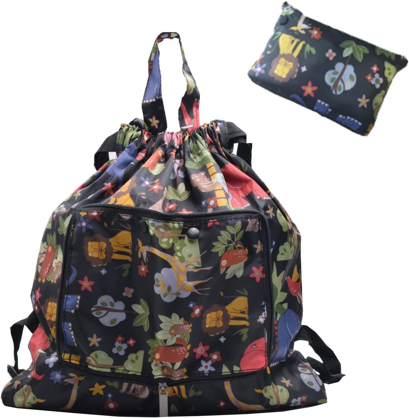 Foldable Large Capacity Travel Backpack - Waterproof Gym Drawstring Bag for Outdoor, Business & Sports | Fashion Animal Print Design | Perfect for Hiking, Gym, Commuting & Travel Accessories