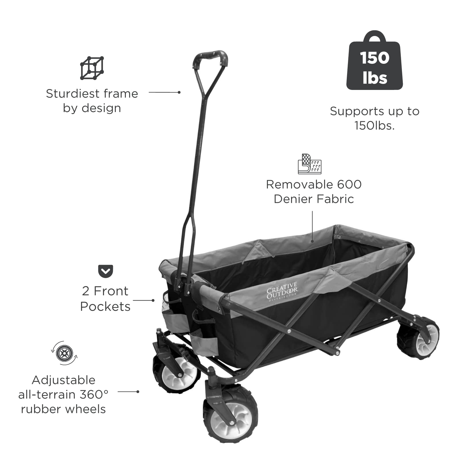 Best Collapsible Outdoor Wagon for Kids - All-Terrain Push Pull Stroller & Folding Cargo Cart | Perfect for Beach, Park, Garden, Sports & Camping | Durable & Portable for Family Outings, Picnics, and Shopping