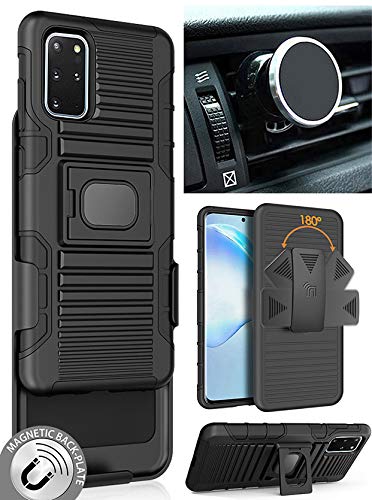 Rugged Samsung Galaxy S20 Plus Case with Stand, Belt Clip Holster & Magnetic Car Mount - Shockproof Protective Cover for Galaxy S20+ - Perfect for Driving, Work & Outdoor Activities