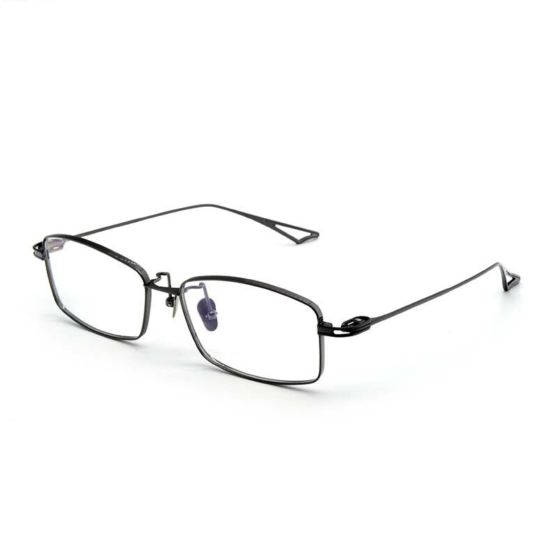 CCspace Men's Full Rim Rectangle Titanium Eyeglasses 55228 - Lightweight Durable Titanium Frame Glasses for Men, Stylish Rectangle Prescription Eyeglasses or Reading Glasses - Perfect for Office, Driving, and Everyday Use