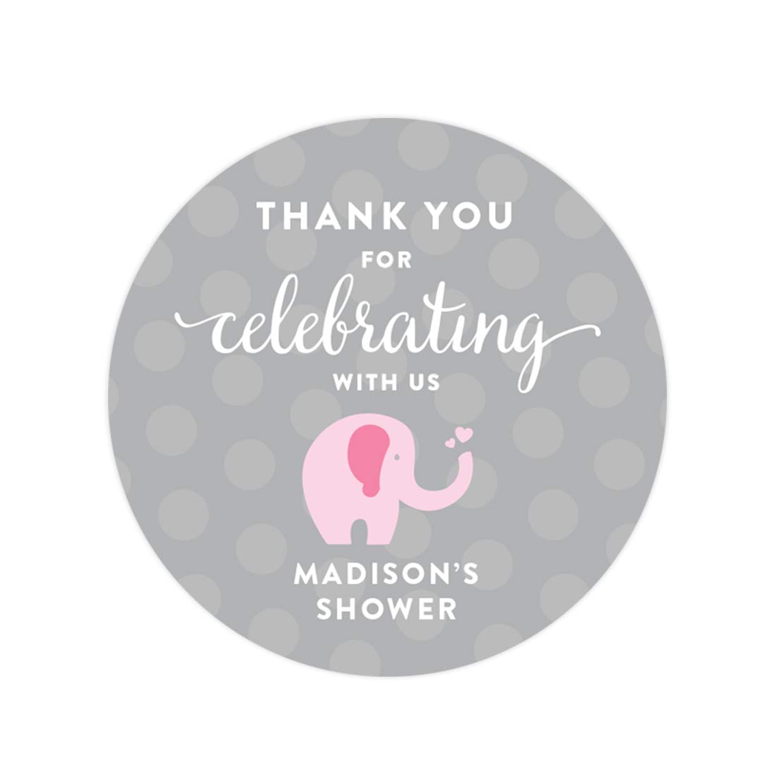 Personalized Pink Elephant Baby Shower Stickers - Custom Round Labels for Madison's Shower (40-Pack) - Perfect for Baby Shower Invitations, Gift Tags & Party Decorations