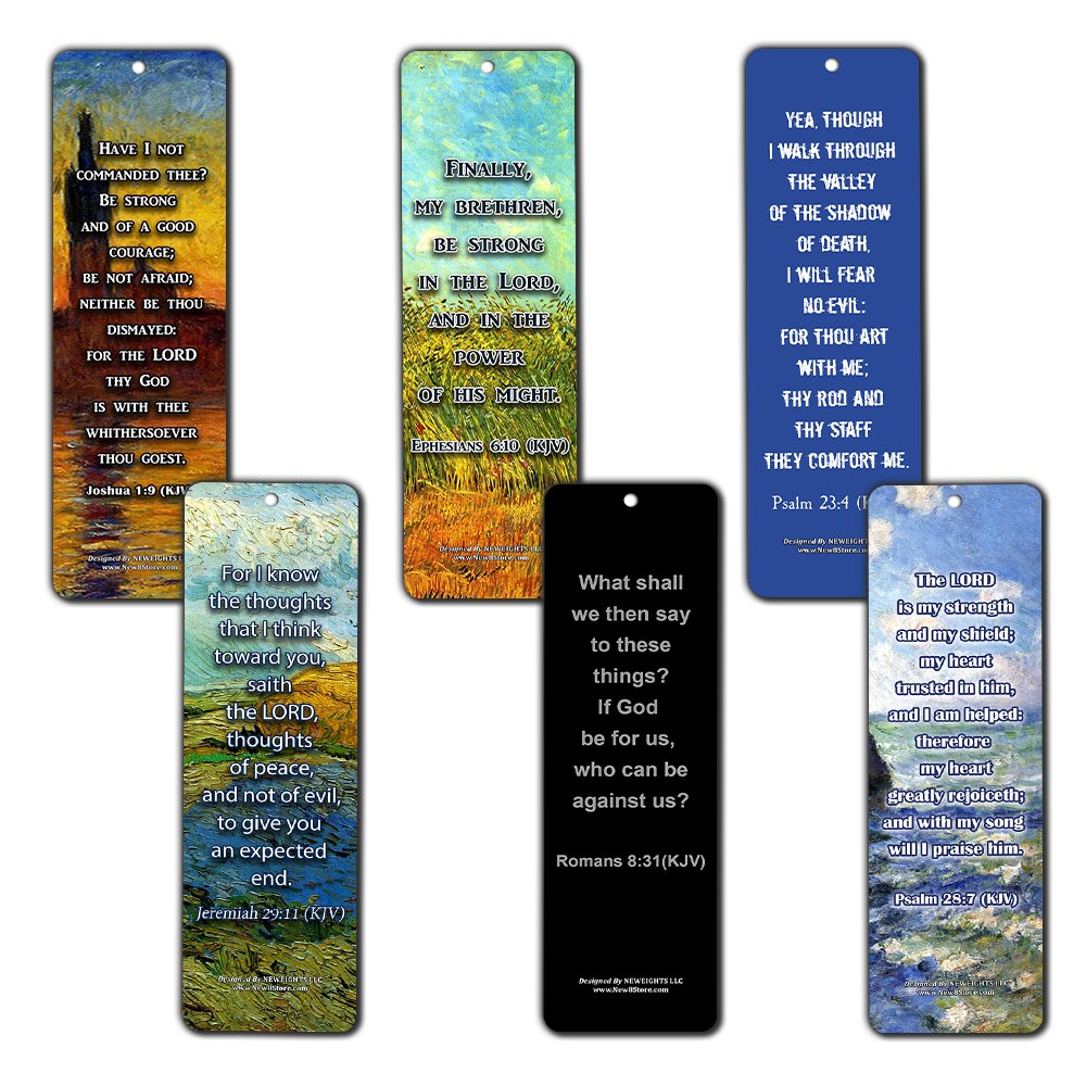 NewEights Christian KJV Bible Bookmarks - 12 Pack Motivational Scripture Cards (Joshua 1:9 Be Strong & Courageous) - Inspirational Bookmark Set for Bible Study, Church Gifts & Prayer Groups - Perfect for Sunday School, Small Groups & Personal Devotion