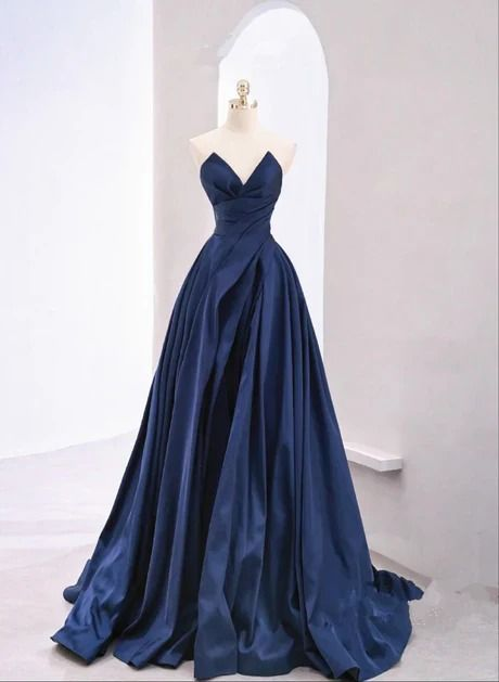Elegant A-Line Navy Blue Long Prom Dress J4385 - Perfect for Homecoming, Formal Dances & Special Occasions