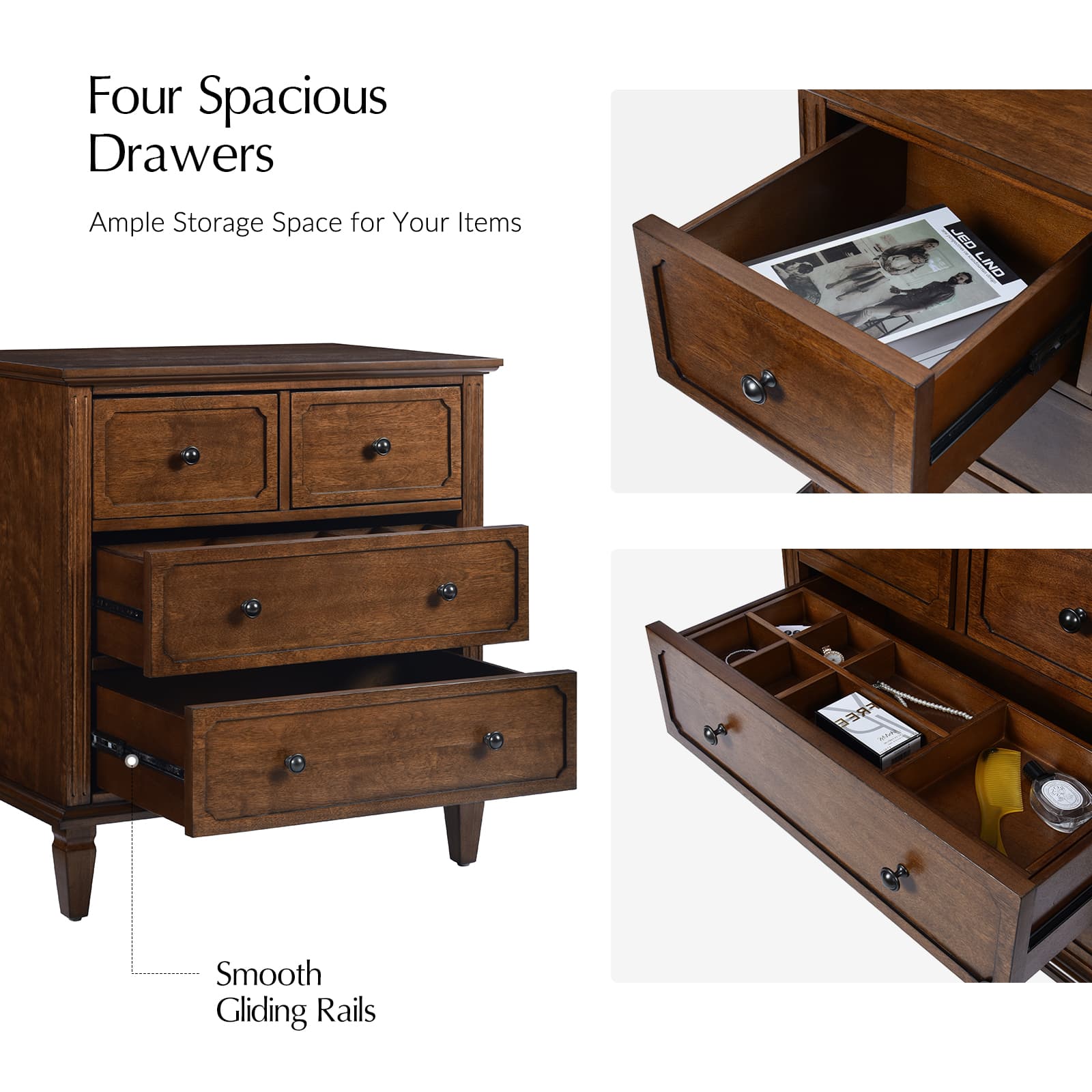 Isidro Accent Chest of Drawers with USB Charging Station - Modern Bedroom Dresser with 3 Drawers & Built-in Power Outlets - Perfect for Bedside Storage & Device Charging in Home, Office or Dorm Room