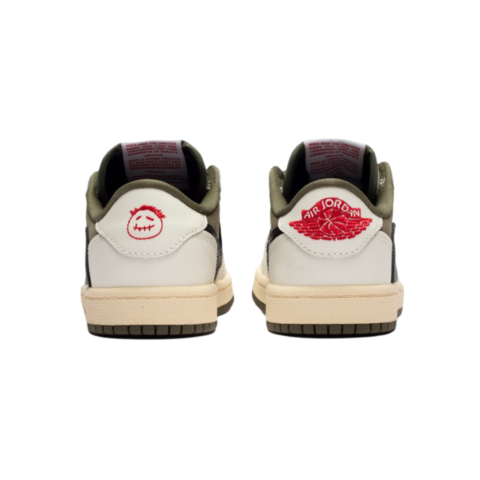 Travis Scott x Air Jordan 1 Low OG SP (PS) Kids Shoes - Medium Olive/Black/White - Stylish Sneakers for Boys & Girls - Perfect for School, Sports & Casual Wear
