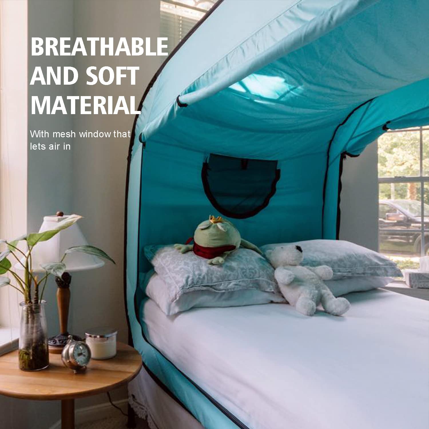 **Portable Bed Tent Canopy for Kids & Adults - Breathable Indoor Sleeping Tent with 2 Doors - Private Space for Camping, Reading, or Relaxing at Home**