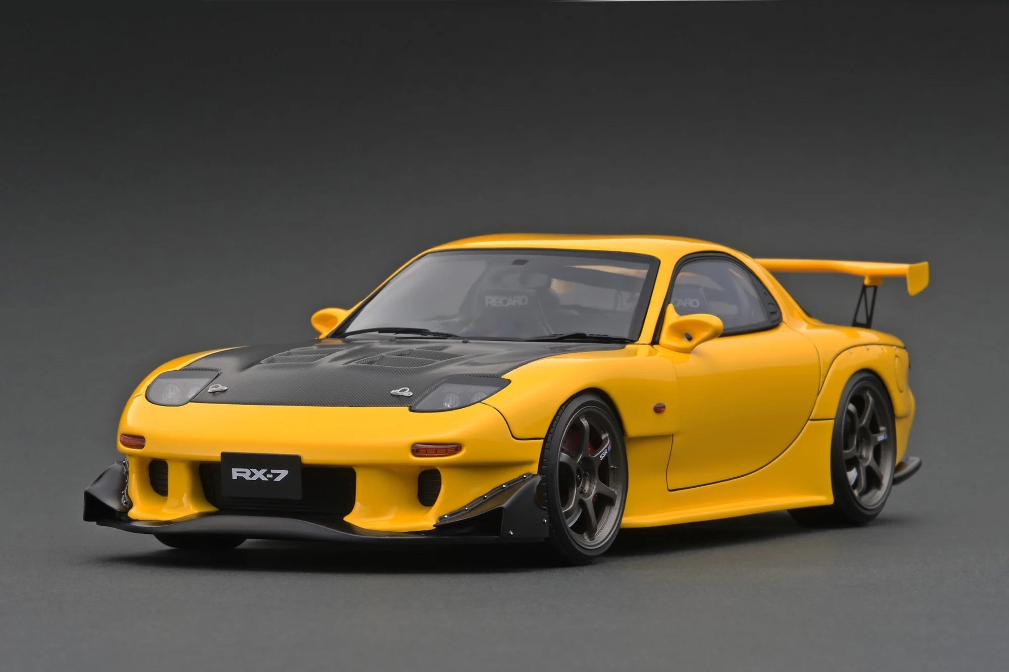 1:18 Scale Mazda RX-7 FD3S RE Amemiya Yellow Diecast Model Car - Collectible Japanese Tuner Vehicle for Display & Racing Enthusiasts (Perfect for Home Office Decor, Car Shows & Gift Giving)