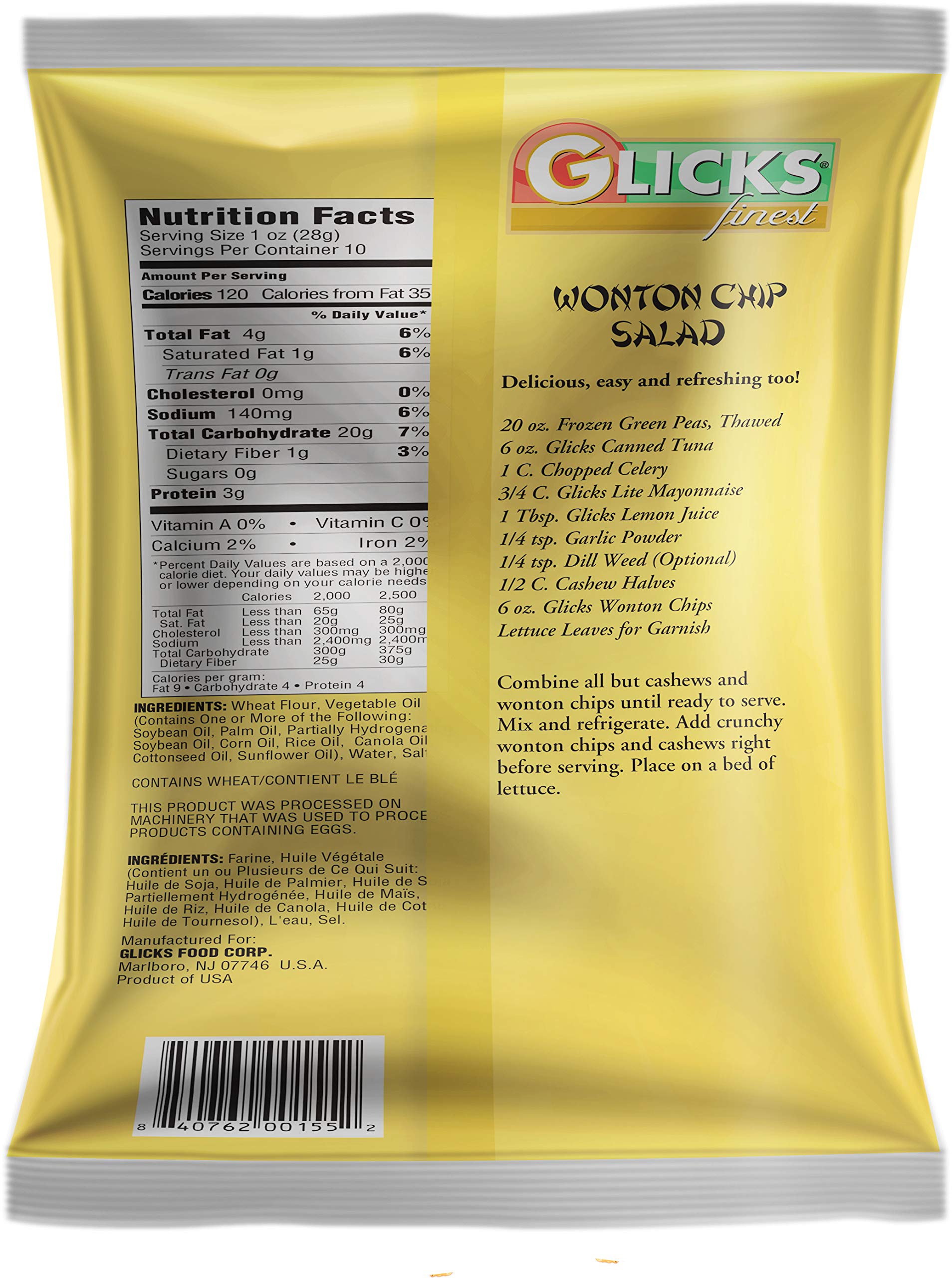 Glicks Wonton Chips 10oz (3 Pack) - Crispy & Delicious Wonton Noodles for Soups, Salads, Snacks | Perfect for Asian Cuisine, Party Appetizers & Quick Snacking