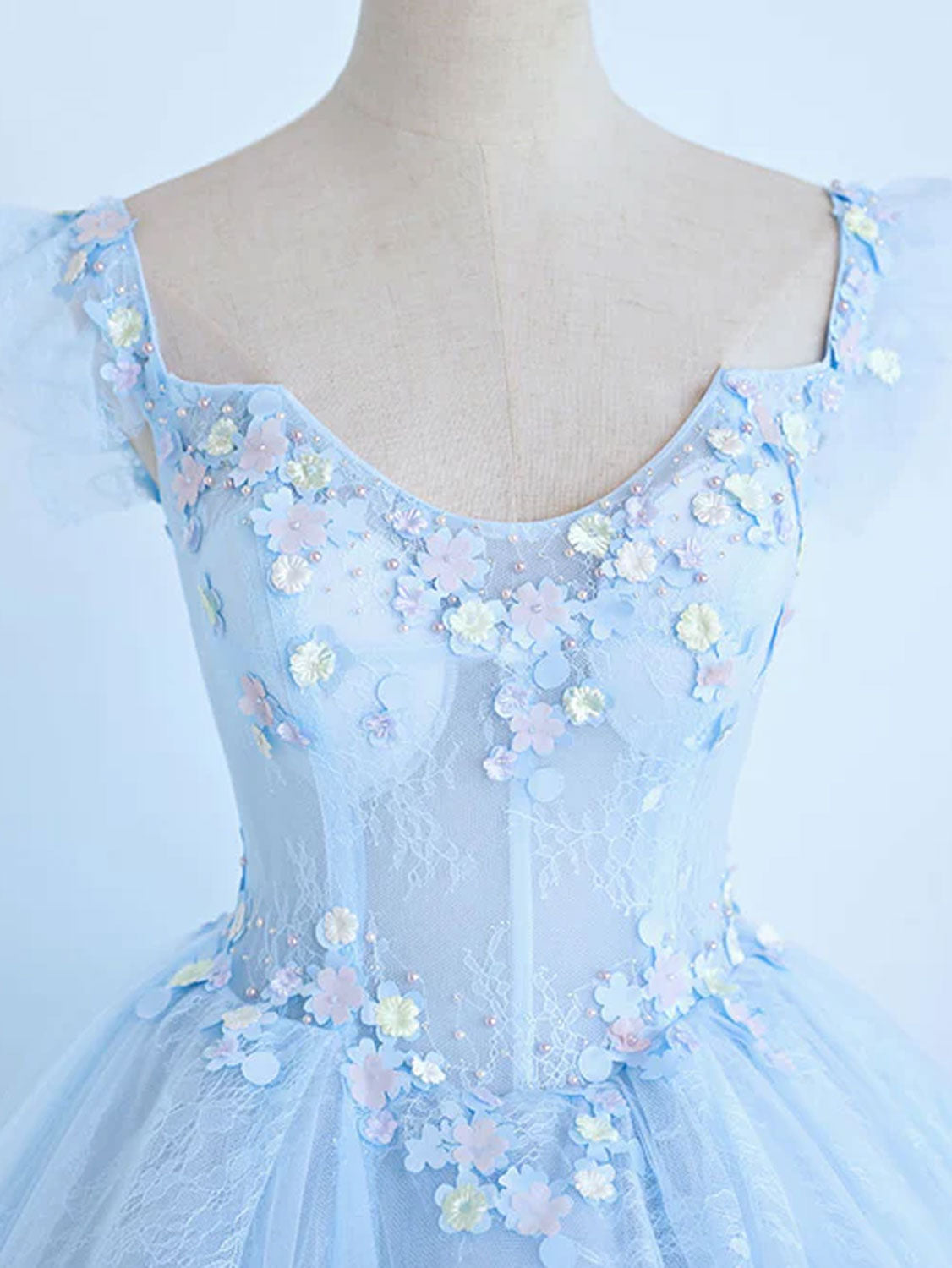 Elegant Blue A-Line Tulle Lace Long Prom Dress for Women - Formal Evening Gown for Homecoming, Wedding, Party & Special Occasions