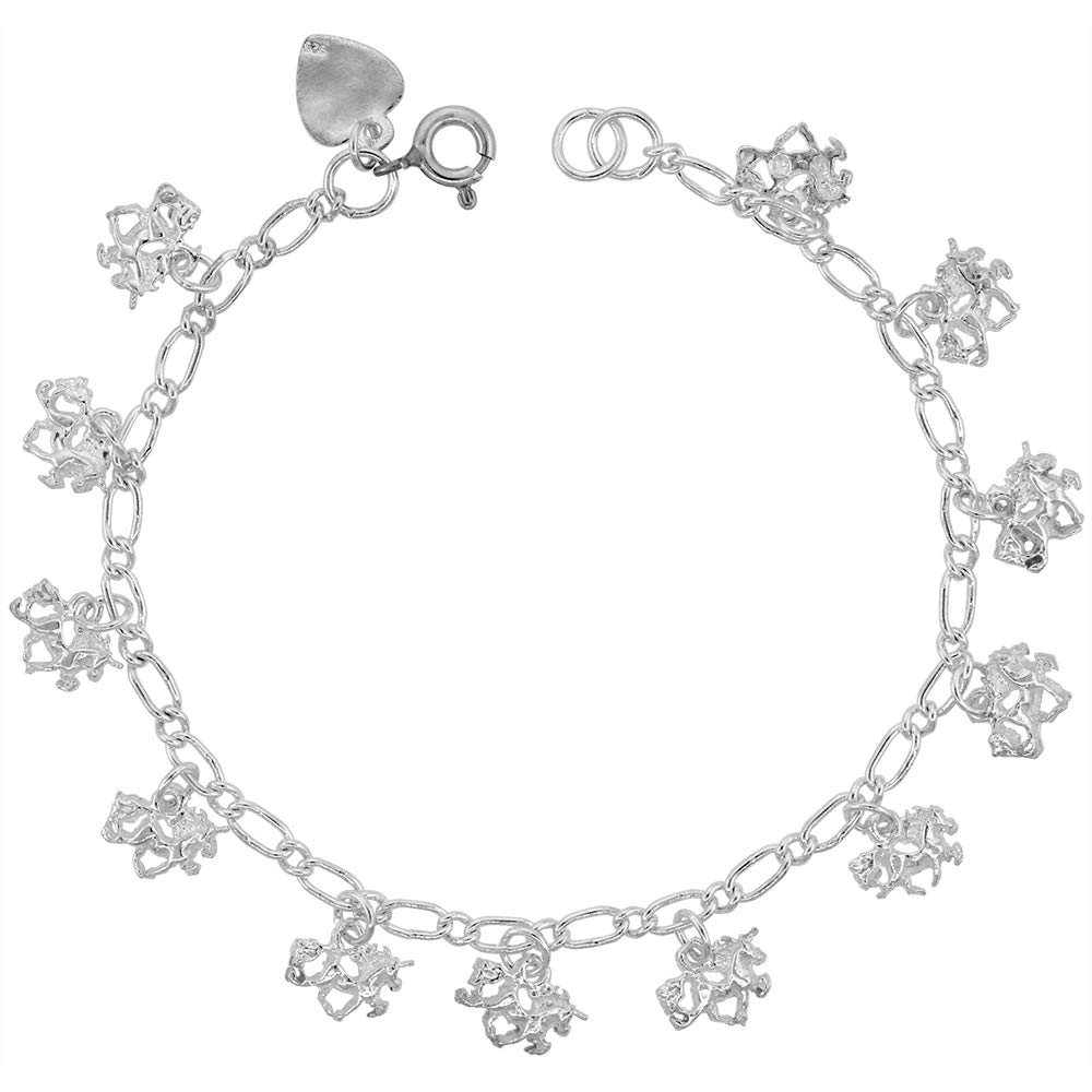 Sterling Silver Unicorn Anklet for Women - 10mm Dangling Charm Adjustable 9-10 Inch Ankle Bracelet - Perfect for Gifts, Beach Wear & Boho Fashion Accessories