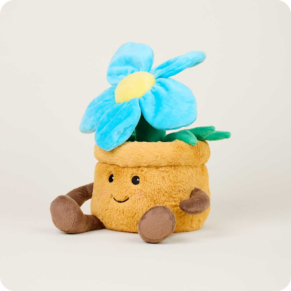 Blue Flower Pot Warmies - Microwaveable Heating Pad for Pain Relief & Stress Relief - Perfect for Home, Office, and Gifts