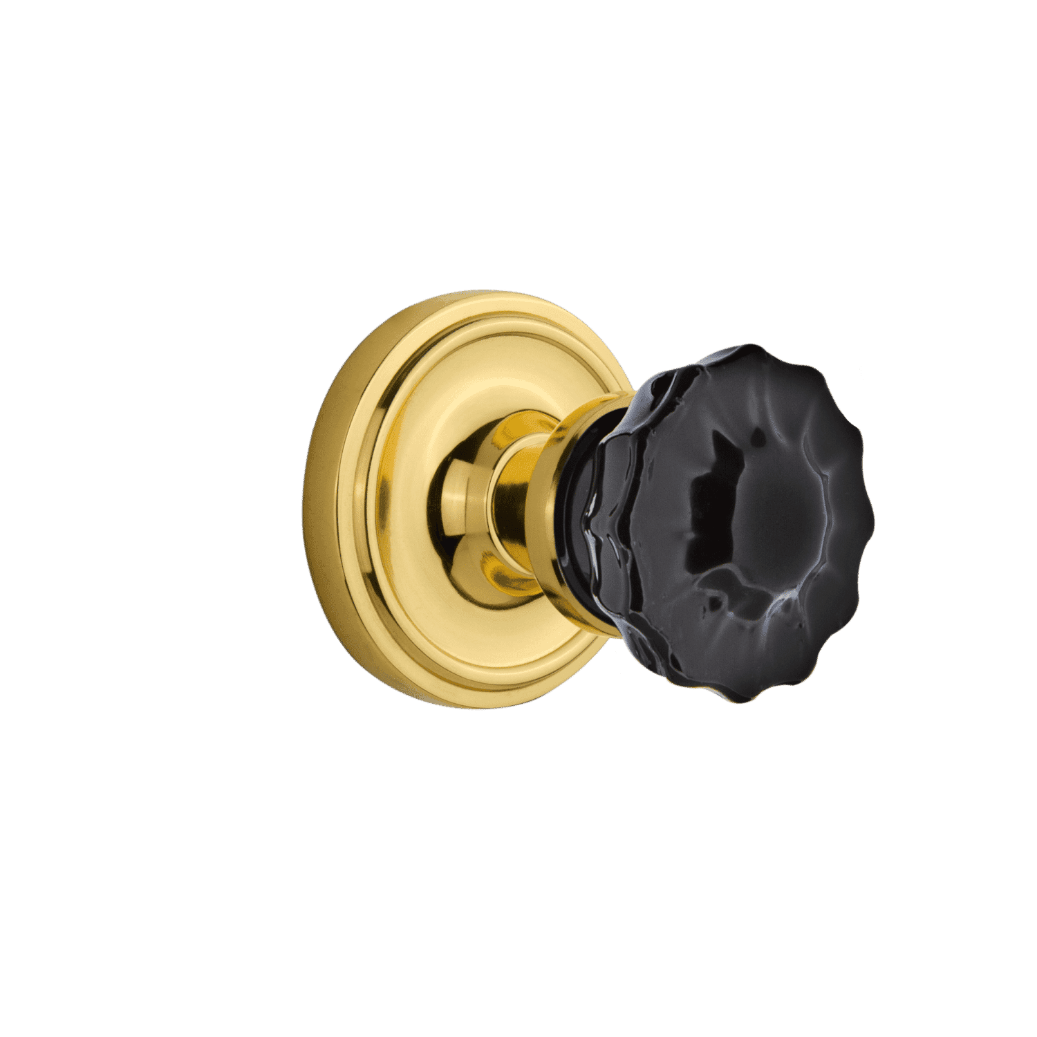 Vintage Unlacquered Brass Cabinet Knob with Black Crystal Rosette - Elegant Hardware for Dressers, Cabinets & Furniture DIY Projects