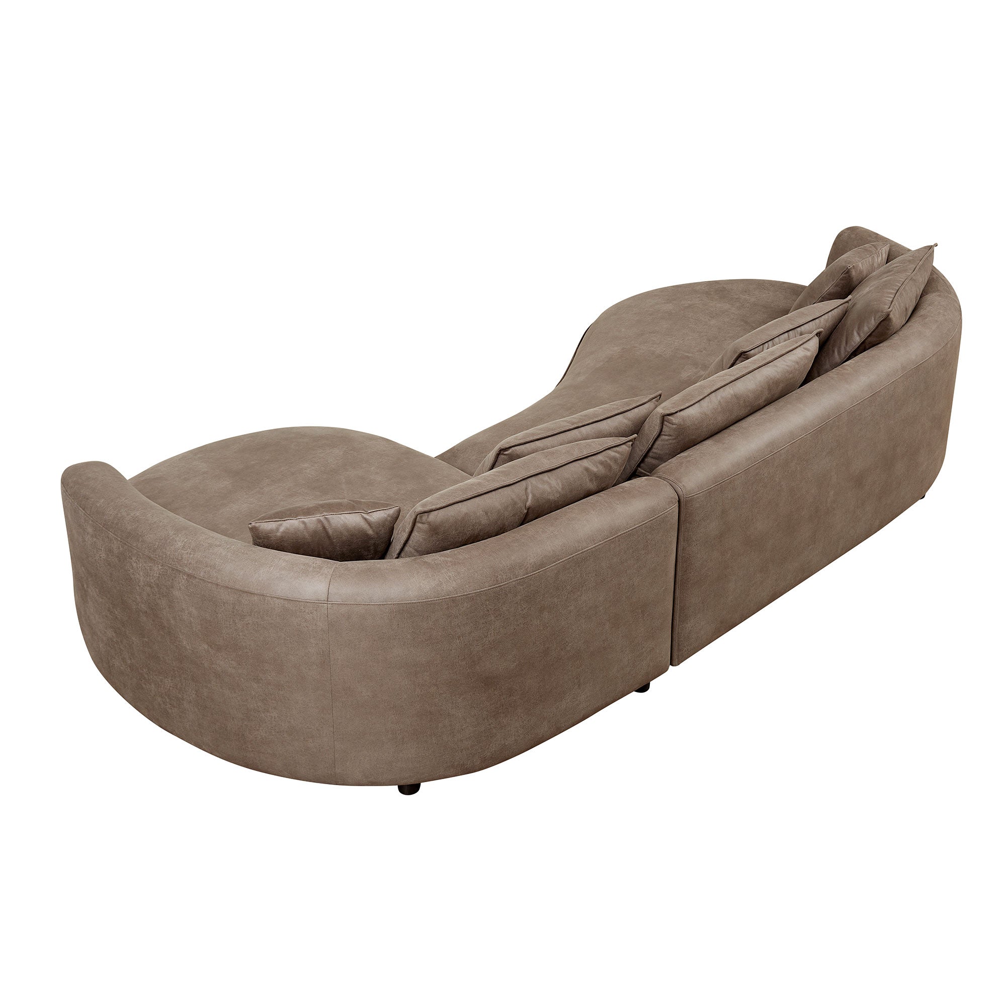 128.74 Inch Modern Sectional Curved Sofa with Leathaire Upholstery - 5-Seater L-Shaped Couch for Living Room, Apartment & Office - Brown Fabric Sofa Set | Perfect for Family Gatherings, Movie Nights & Contemporary Home Decor